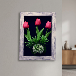 Cadre mural rectangulaire en bois au design moderne avec motif personnalisé pour fleurs artificielles - 40x23 cm (AFF-Frame-10) - Product Image 3