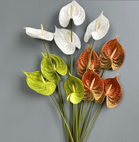 Bunga Anthurium Merah Besar Grosir, Bunga PU Sentuhan Realistis, Anthurium 3D Sentuhan Nyata untuk Dekorasi