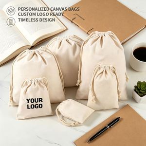 Sacs cadeaux promotionnels en toile recyclée réutilisables avec cordon de serrage pour événements professionnels, avec logo personnalisé imprimé - Product Image 1