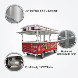 Chariot de nourriture mobile électrique à quatre roues en acier inoxydable avec conception résistante à la rouille, moteur 1500W pour la restauration rapide - Product Image 6
