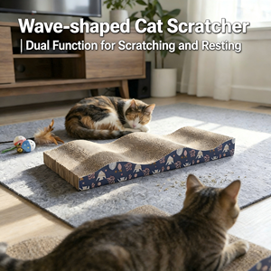 Griffoir-lit ondulé personnalisé pour chats, idéal pour les marques d'articles pour animaux, faible teneur en poussière, prêt à la vente, compatible OEM/ODM - Product Image 3