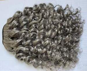 Extensions de <span class=keywords><strong>cheveux</strong></span> Salt and Pepper, boucles naturelles crépues, perruques grises en <span class=keywords><strong>cheveux</strong></span> humains, couleur gris sel et poivre, bandeau, colle bon marché - Product Image 1