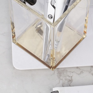 HUISEN Bureau <span class=keywords><strong>design</strong></span> moderne en plexiglas avec fond doré Porte-<span class=keywords><strong>crayon</strong></span> en acrylique - Product Image 5