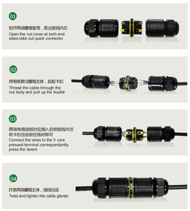 Nylon IP68 Wasserdichter Stecker <span class=keywords><strong>2</strong></span>-poliger <span class=keywords><strong>3</strong></span>-poliger schrauben loser Kabelst ecker 4mm-14mm mit PC-Gehäuse für LED-Beleuchtung - Product Image 6