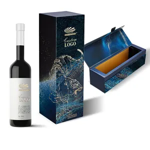 Custom Luxury Wine Cardboard Gift Set Packaging For Single Wine Bottle Wooden Cardboard Box Packaging