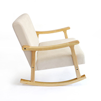 Ensemble de fauteuils à bascule modernes en bois massif avec ottoman, fauteuil relaxant rembourré en tissu pour salon, bureau à domicile et bar
