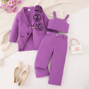 Roupa de Menina Fofa Coelhinha com Combinando de Cores da Moda, Traje Casual Infantil para Crianças de 4 a 7 Anos - Product Image 3