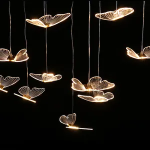 I332 Acrylic Brushed Butterfly Chandelier Wedding Ceiling Decoration Party Venue Layout Props