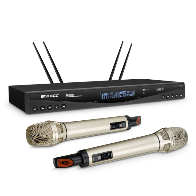 ST-9320 Professional UHF Wireless Metal Plastic Lavalier Headset Microphone System 2-Channel Handheld Stage Performance Teaching