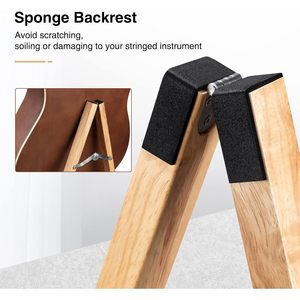 Soporte de guitarra de madera Lekato, tipo A, de madera de caucho con brazos acolchados de espuma para guitarra acústica, eléctrica, bajo, violín, mandolina, banjo - Product Image 2
