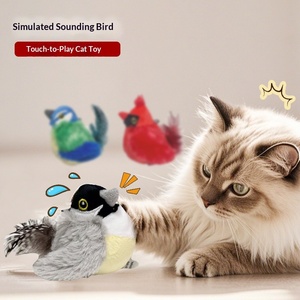 Kediler ve Köpekler İç<span class=keywords><strong>in</strong></span> Çevre Dostu Polyester Çiğneme Oyuncağı - Sıkıntı Giderici Diş Temizleyici Kendinden Sesli Sallanan Kuş Simülasyonu Peluş Serçe - Product Image 1