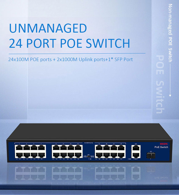 Factory 24*10/100/1000mbps +2*1000mbps Network Poe Switch for IP Camera CCTV