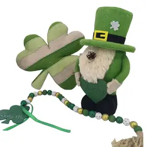 2024 Neues Filz-Spielzeug mit grünem Obermütze und Glücklichen Herzen festliche Dekoration für St. Patrick's Day Feiern