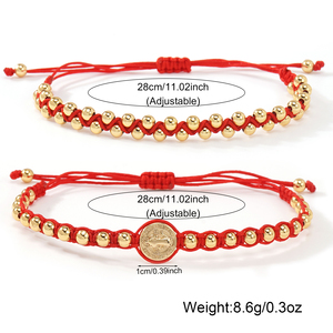 Ensemble de bracelets en cordon rouge Go2boho Saint Benoît, bijoux de poignet chrétiens en <span class=keywords><strong>macramé</strong></span> perlé doré - Product Image 5