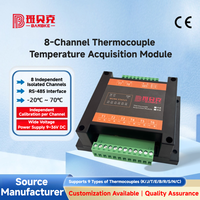Módulo de Adquisición de Temperatura de 8 Canales con Termopar, OEM RS485 Modbus RTU, 9 Tipos K/J/T/E/B/R/S/N/C, Riel DIN, Software Gratuito para PC
