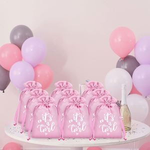 Bolsitas de Tela Satén con Cordón para Recuerdos de Baby Shower, Unisex, Bolsas de Algodón para Invitados, Decoraciones para Revelar el Sexo del Bebé - Product Image 5
