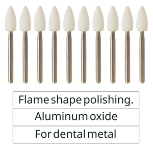 Dụng cụ đánh bóng nha khoa hiệu suất cao, đá trắng oxit nhôm hình ngọn lửa, mũi mài dùng cho hoàn thiện hợp kim kim loại - Product Image 6