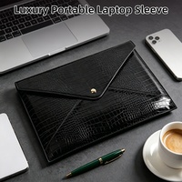 Sac de rangement portable pour ordinateur portable et tablette en cuir PU texturé crocodile de luxe avec logo personnalisé, 13, 14, 15, 16 pouces