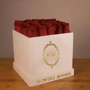 New Design Großhandel Pink Custom Rigid Karton Wellpappe Schokolade lange Rose Blume Luxus runde Schachteln