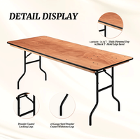 Table pliante rectangulaire en bois pour banquet, hôtel, restaurant, mariage, événement, restauration, salon professionnel, table pliable en contreplaqué