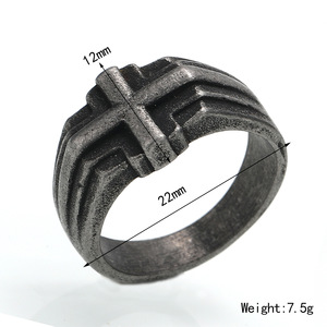 Vintage Style <b>Old</b> Smith Finish Men's Rings | Antique Stainless Steel Cross, Band, and Signet Rings in Sizes 8-13 List <b>Key</b> Words - Product Image 2