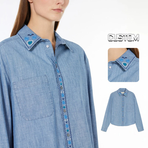 Camisa de Mezclilla Selvage de Lujo para Hombre - Camisa de Mezclilla Cruda de Alta Gama con Costuras en Contraste y Botones Metálicos - Product Image 3
