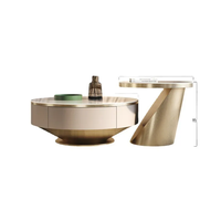 Meubles de salon au design moderne, en bois massif, avec plateau en pierre frittée, ensemble de meuble TV et table basse de luxe