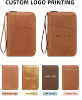 Porte-passeport en cuir PU de style vintage avec logo personnalisé, portefeuille de voyage à fermeture éclair personnalisé, housse de passeport portable personnalisée, cadeau