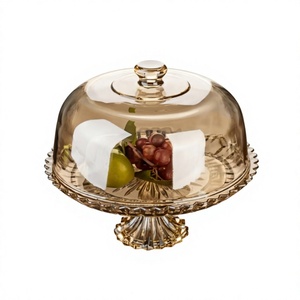 Supports à gâteaux de luxe en laiton avec couvercle en verre, présentoir à desserts rond de haute qualité, fournitures pour gâteaux d'anniversaire à domicile - Product Image 4