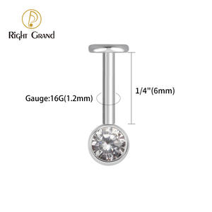 Gioielli in titanio castone curvo impostazione zircone Bead Clusters Vertical Helix cartilagine Ear Tragus Piercing - Product Image 2