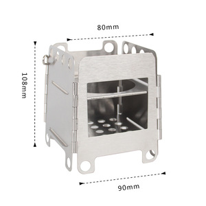 Portable à double usage Mini four à barbecue à gaz en acier carte enfichable poêle à bois pliable pour escalade pique-niques Camping randonnée - Product Image 5