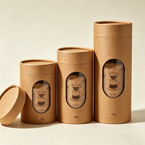Boîte cylindrique en carton biodégradable de qualité alimentaire 50g 100g 150g, emballage en tube de papier kraft pour café et thé - Product Image 6