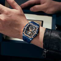 Montre mécanique automatique pour homme, cadran squelette complet, bracelet en silicone, montre-bracelet sport et affaires