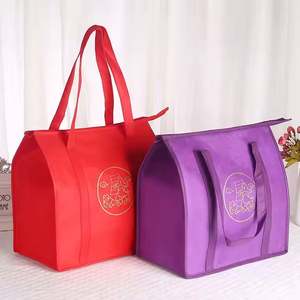 Non Woven Custom Eco <b>Disposable</b> Takeaway Cooler Package Tote Bum Bags Wiht <b>Aluminum</b> <b>Foil</b> Insulated Thermal Soft Handle Lunch Bag - Product Image 4