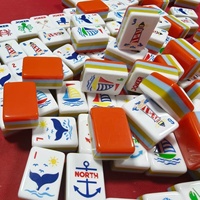 Tuiles de Mahjong Mini de Luxe en Acrylique Orange, Portables, 4 Couches, Style Océan et Américain, pour Divertissement Transfrontalier