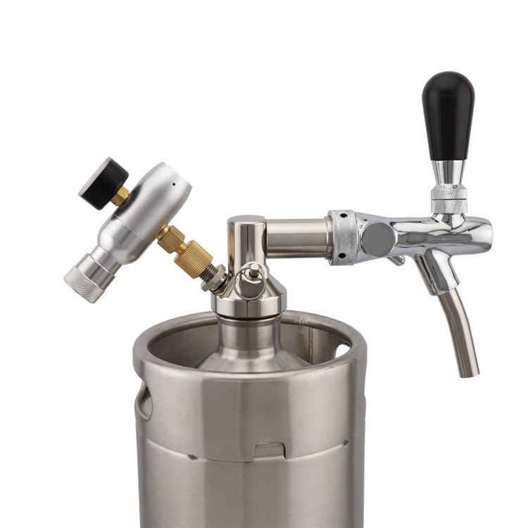 Stainless Steel Mini Keg Tap Dispenser With Co2 System 0-60psi For Homebrew 2l 3.6l 5l Beer Growler Spear