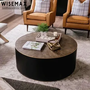 WISEMAX家具意大利轻豪华茶几古典家居家具法国金属边缘圆形咖啡桌咖啡厅