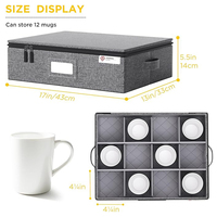 Boîte de rangement en lin gris avec fermeture éclair, poignée latérale et fenêtre pour étiquette, organisateur pliable anti-poussière pour vêtements et rangement de placard