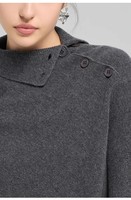 Poncho cape en cachemire 100% pour femme, col montant, tricot ample, fente latérale, couleur unie, manteau décontracté à superposer