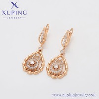 S00112362 Joyería XUPING, Pendientes Colgantes de Zirconia Redonda en Forma de Lágrima en Oro de 18K y Cobre - Joyería de Lujo para la Noche para Mujer