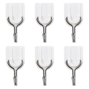 Crochets blancs robustes sans clou ni trace, crochets adhésifs créatifs en plastique, crochets pour manteaux, fournitures de magasin à un dollar. - Product Image 4
