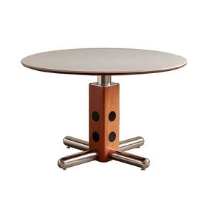 HY Table de salle à manger moderne ronde en bois massif argenté avec design durable et écologique pour la maison ou l'hôtel - Product Image 6