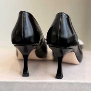 Escarpins d'été 2026 pour femme en similicuir à talon aiguille super haut, élégants avec nœud et bout pointu peu profond, à enfiler - Product Image 3