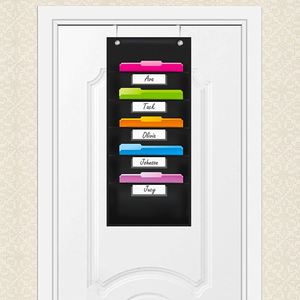 Multifunction 5-Pocket Wall <b>File</b> Organizer with 2 Hooks Foldable Office Storage and Space-Saving Pocket Chart Storage - Product Image 4