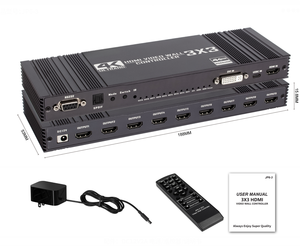 Contrôleur de mur vidéo 3x3 9 écrans 4K 30HZ, <span class=keywords><strong>2x2</strong></span> 2x3 4K 30Hz <span class=keywords><strong>HDMI</strong></span> DVI Type-C, processeur de raccordement multi-écrans pour TV, séparateur - Product Image 6