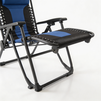 Chaise longue pliante de haute qualité en acier inoxydable, chaise longue inclinable à gravité zéro portable avec rembourrage surdimensionné
