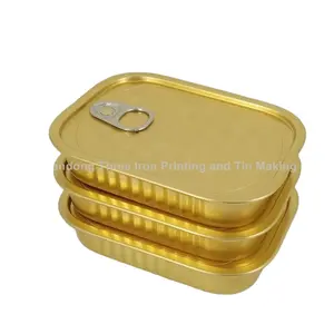 Harga Grosir Kosong 105Ml 125Ml Sarden Timah 1/4 Persegi Club Kaleng Aluminium Kotak 2-PC untuk Udang Kepiting Minyak Ikan Pengalengan Makanan Laut