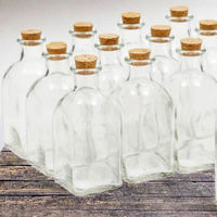 Lot de 100 ml – Bouteilles en verre carrées pour loisirs créatifs, mini-vases rétro, pots à potions personnalisables, diffuseurs vides scellés avec bouchon en liège
