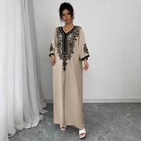 Collection de Robes de Soirée et de Bal Longues et Élégantes en Mousseline de Soie à Col en V Imprimé Floral, Coupe Ample, Longueur Ras du Sol, Modestes, pour Femmes Musulmanes (Abaya) - Vente en Gros