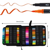 Ensemble de marqueurs à double embout pour aquarelle, 48, 60, 72, 80 couleurs, pointe fine et pointe pinceau, avec sac en toile pour le dessin, la coloration et l'art
